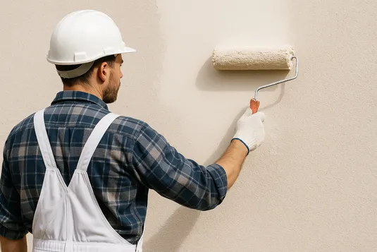 Maler beim Anstrich einer Innenwand
