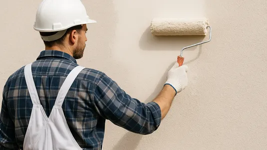 Maler beim Anstrich einer Innenwand