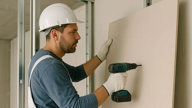 Fertiggestellter Innenraum mit Trockenbauwänden und abgehängter Decke